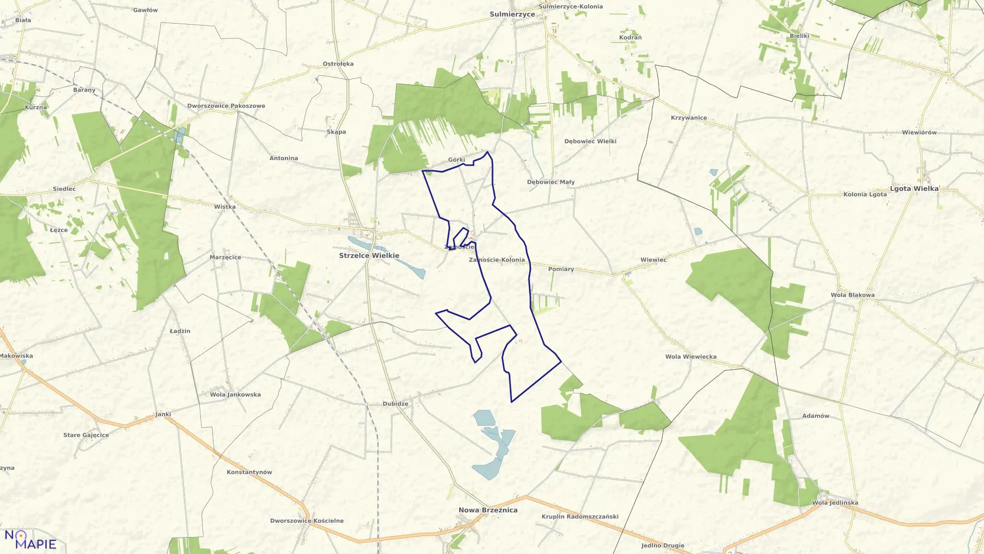 Mapa obrębu ZAMOŚCIE-KOLONIA w gminie Strzelce Wielkie